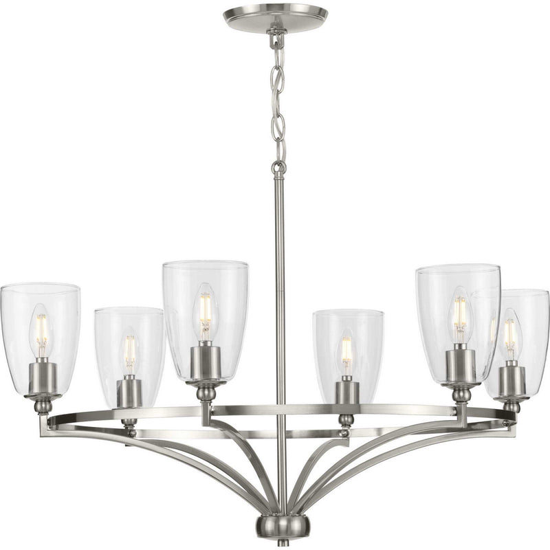 Progress Lighting P400297-009 Six Light Chandelier, Brushed Nickel