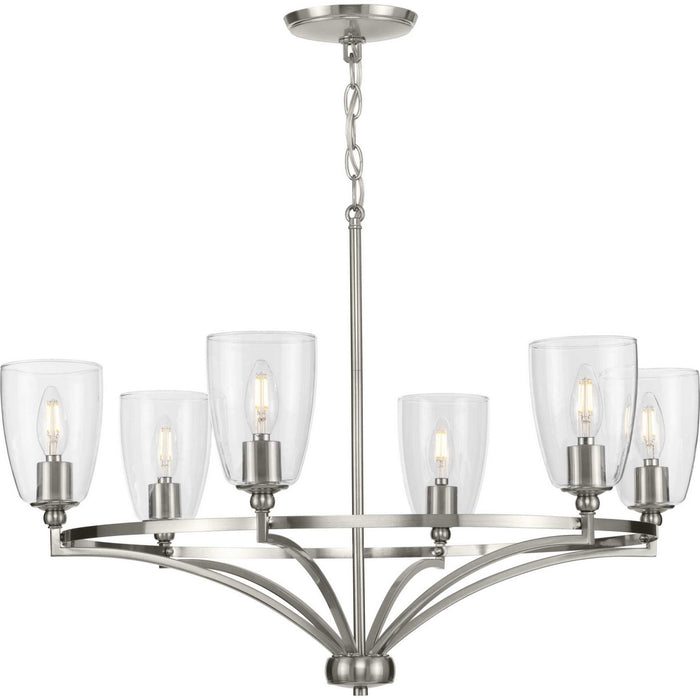 Progress Lighting P400297-009 Six Light Chandelier, Brushed Nickel