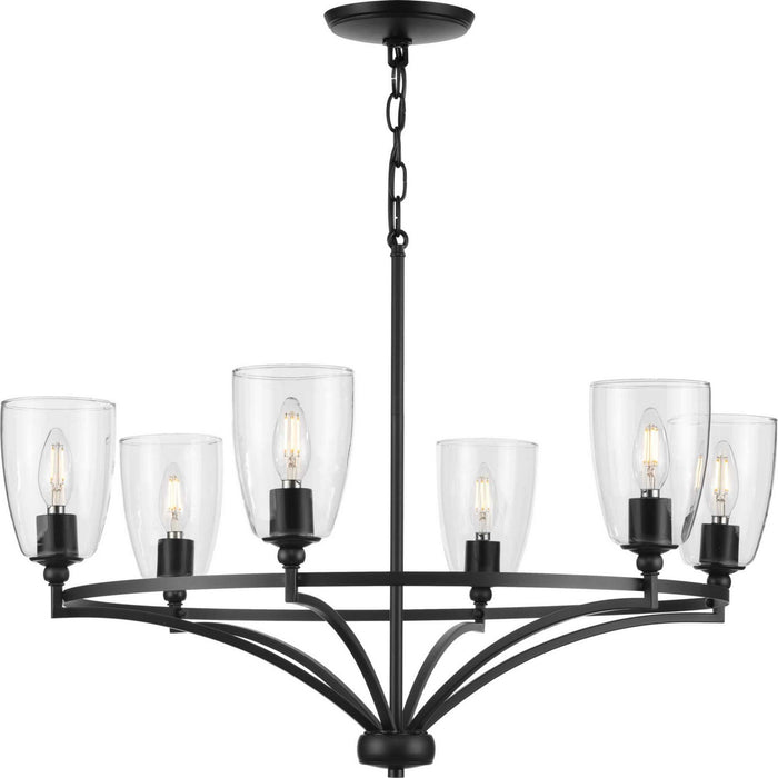 Progress Lighting P400297-31M Six Light Chandelier, Matte Black