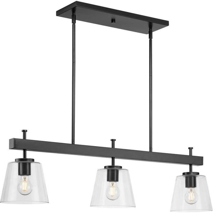 Progress Lighting P400298-31M Three Light Linear Island Chandelier, Matte Black