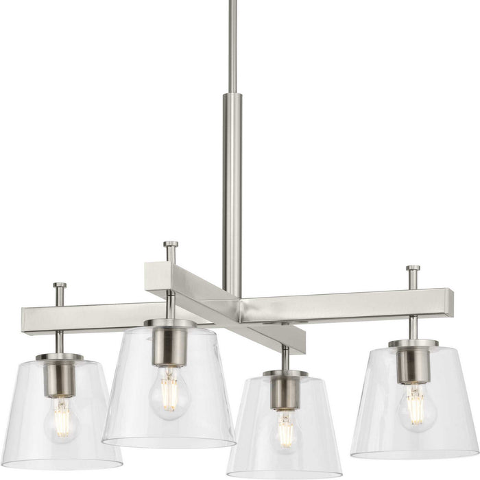 Progress Lighting P400299-009 Four Light Chandelier, Brushed Nickel