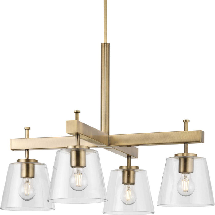 Progress Lighting P400299-163 Four Light Chandelier, Vintage Brass