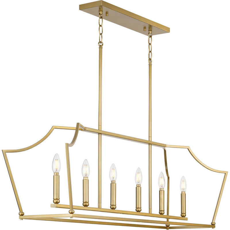 Progress Lighting P400300-109 Six Light Linear Island Chandelier, Brushed Bronze