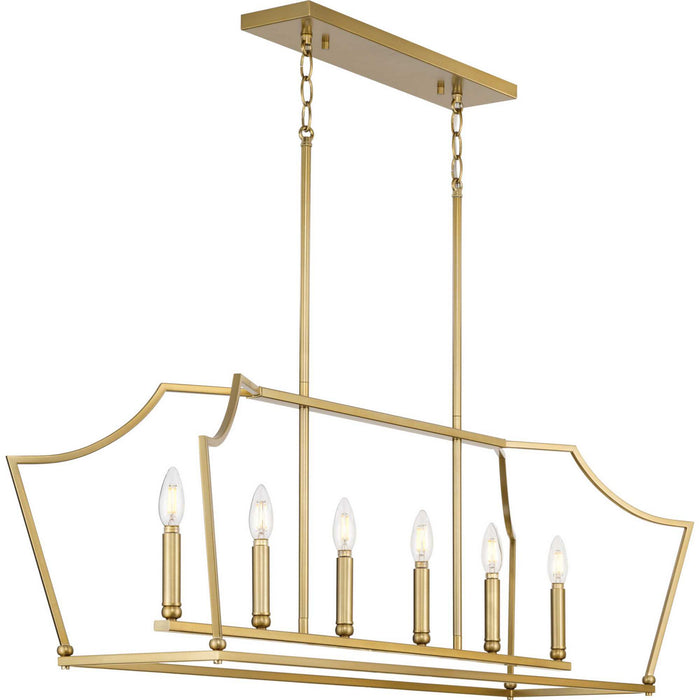 Progress Lighting P400300-109 Six Light Linear Island Chandelier, Brushed Bronze