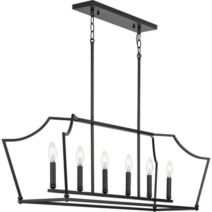 Progress Lighting P400300-31M Six Light Linear Island Chandelier, Matte Black