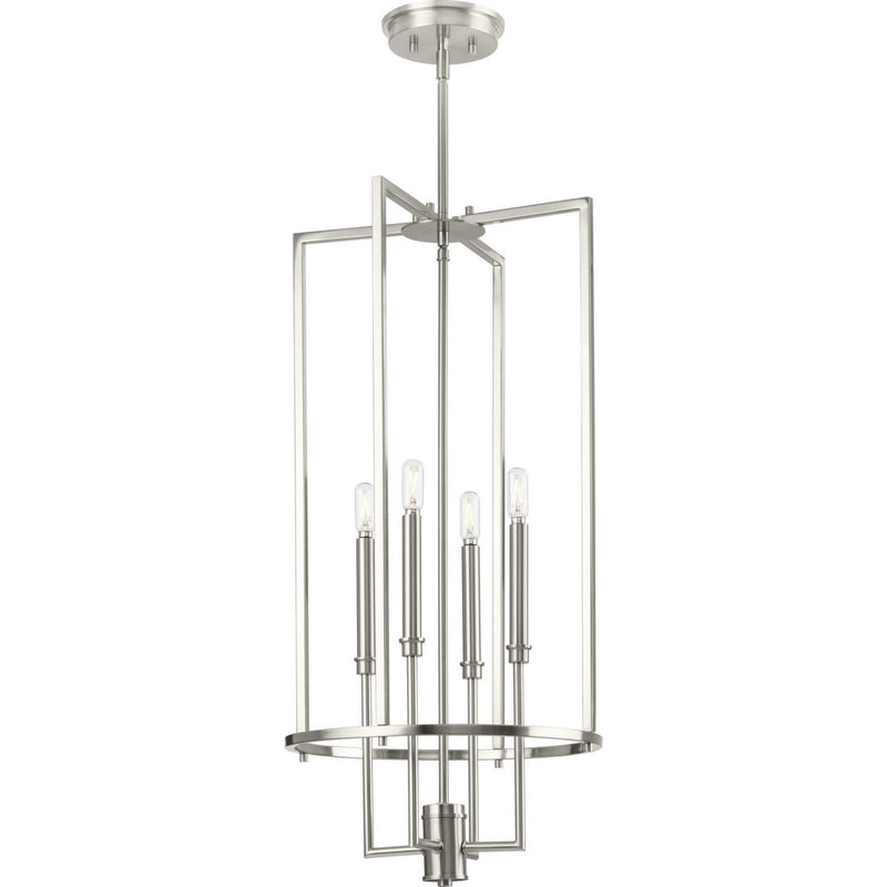 Progress Lighting P500363-009 Four Light Foyer Chandelier, Brushed Nickel