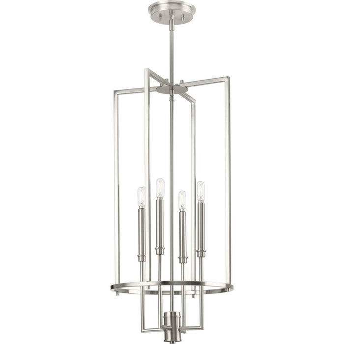 Progress Lighting P500363-009 Four Light Foyer Chandelier, Brushed Nickel
