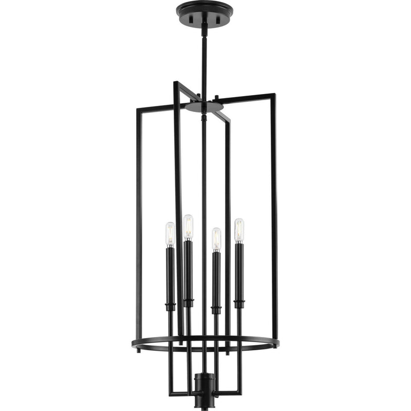 Progress Lighting P500363-31M Four Light Foyer Chandelier, Matte Black