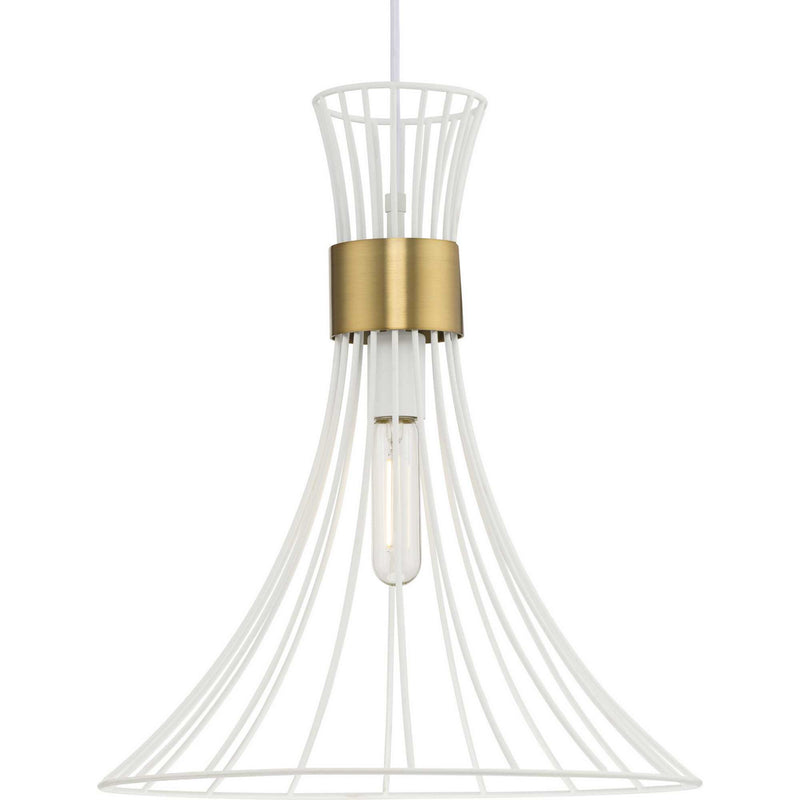 Progress Lighting P500365-028 One Light Pendant, Satin White