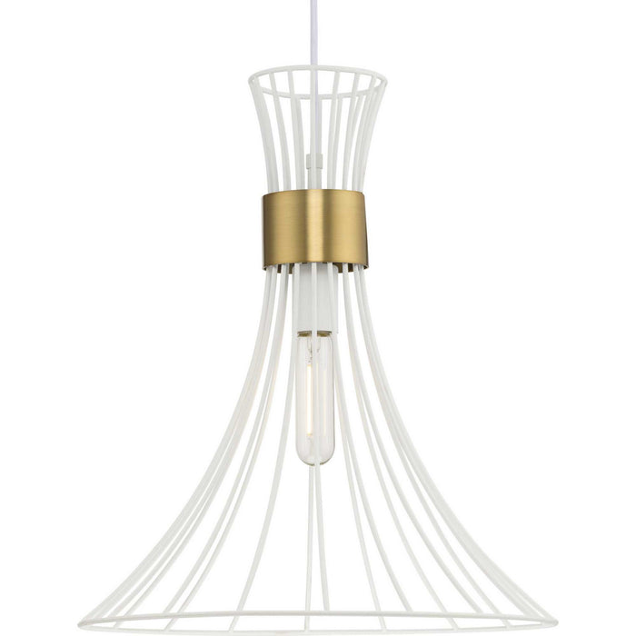 Progress Lighting P500365-028 One Light Pendant, Satin White