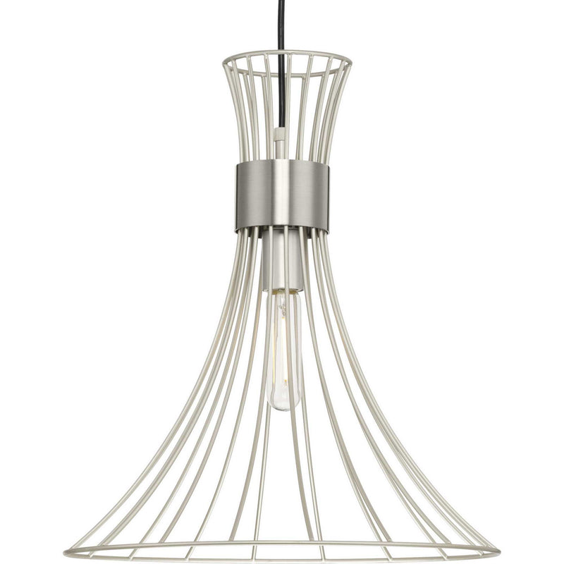 Progress Lighting P500365-186 One Light Pendant, Burnished Nickel