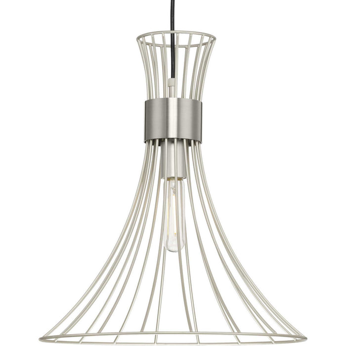 Progress Lighting P500365-186 One Light Pendant, Burnished Nickel