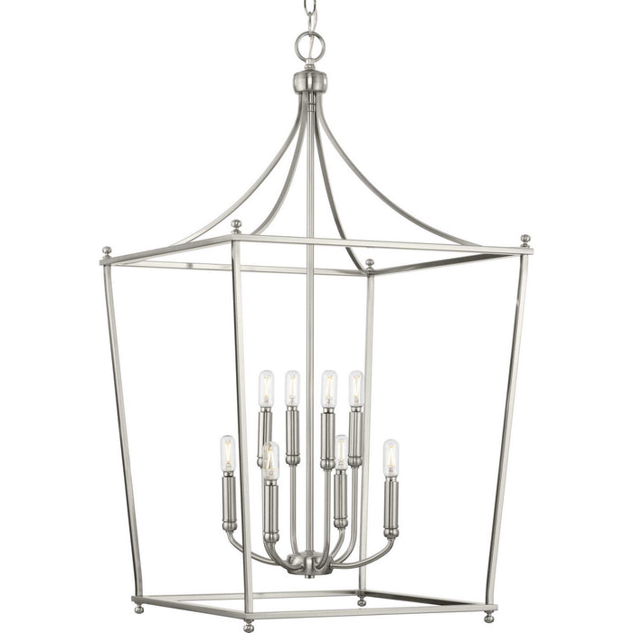 Progress Lighting P500371-009 Eight Light Foyer Chandelier, Brushed Nickel
