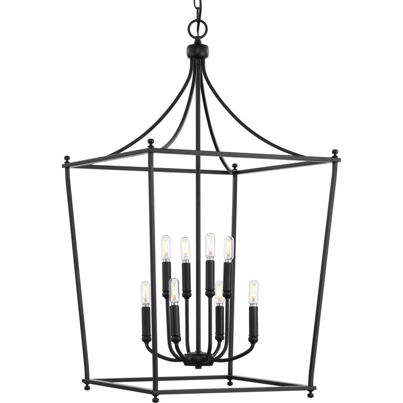 Progress Lighting P500371-31M Eight Light Foyer Chandelier, Matte Black