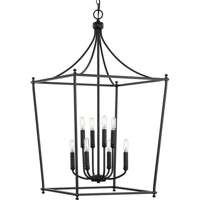 Progress Lighting P500371-31M Eight Light Foyer Chandelier, Matte Black