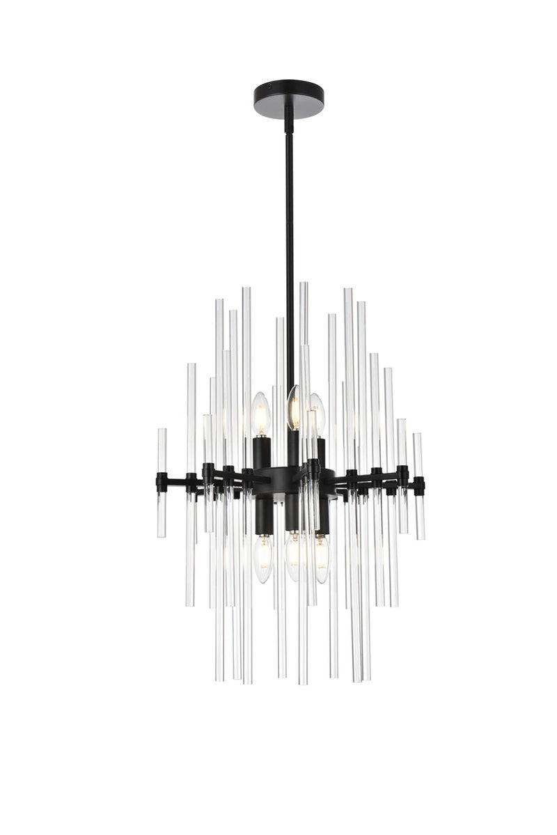 Elegant Lighting 2502D17BK Six Light Pendant, Black