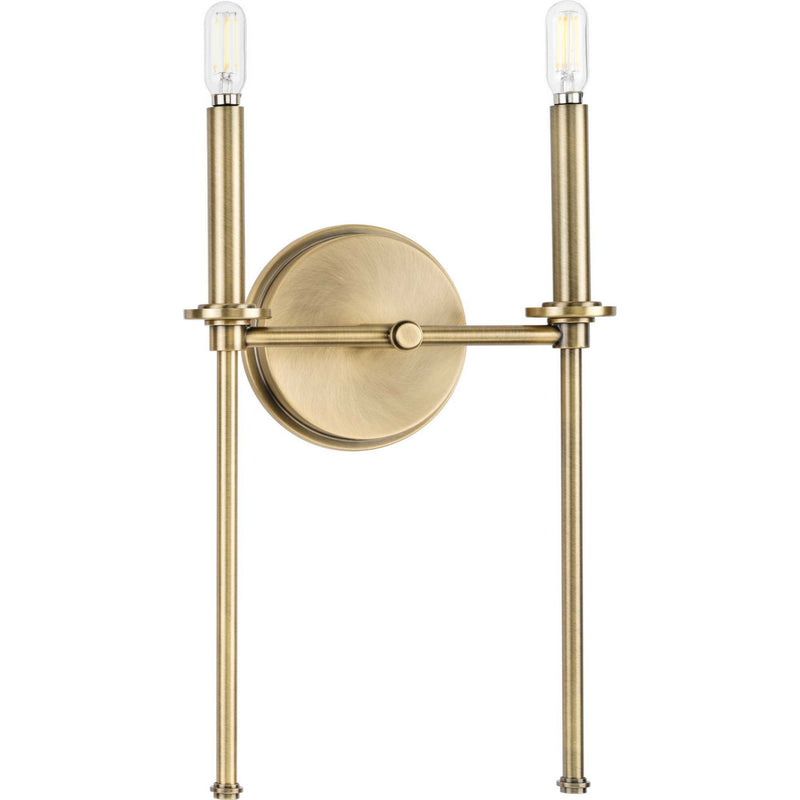 Progress Lighting P710107-163 Two Light Wall Bracket, Vintage Brass