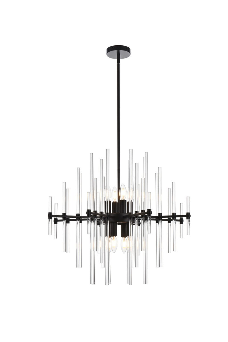 Elegant Lighting 2502D27BK Eight Light Pendant, Black