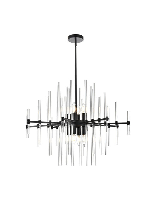 Elegant Lighting 2502D31BK Eight Light Pendant, Black