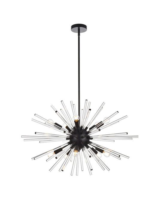 Elegant Lighting 2502D32BK Ten Light Pendant, Black