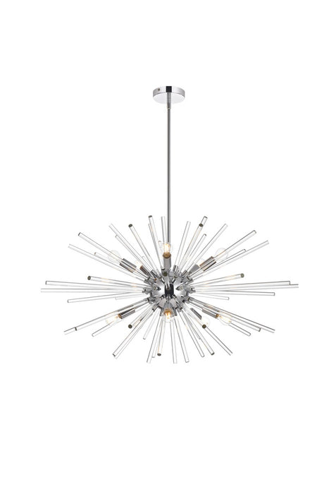 Elegant Lighting 2502D32C Ten Light Pendant, Chrome