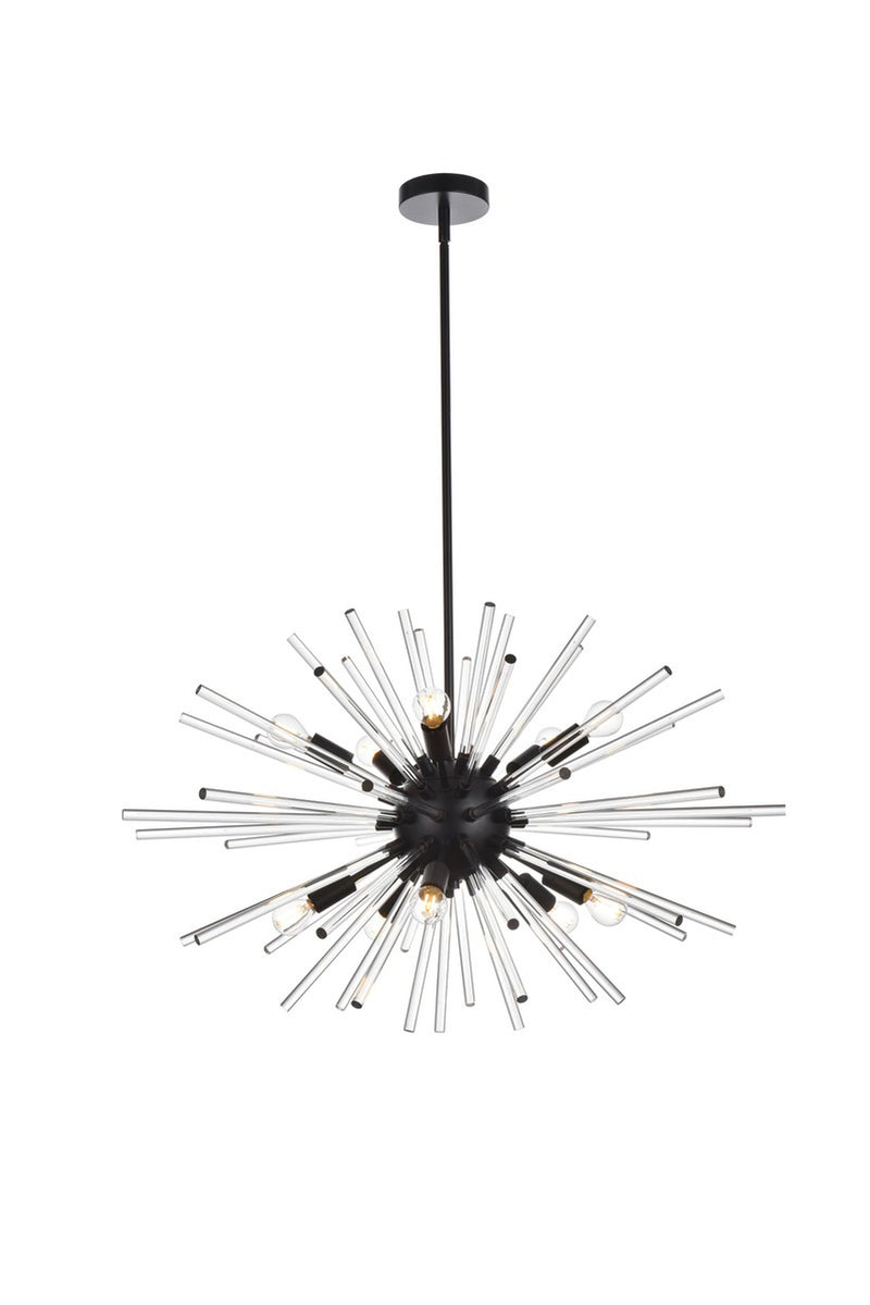 Elegant Lighting 2502D36BK Ten Light Pendant, Black