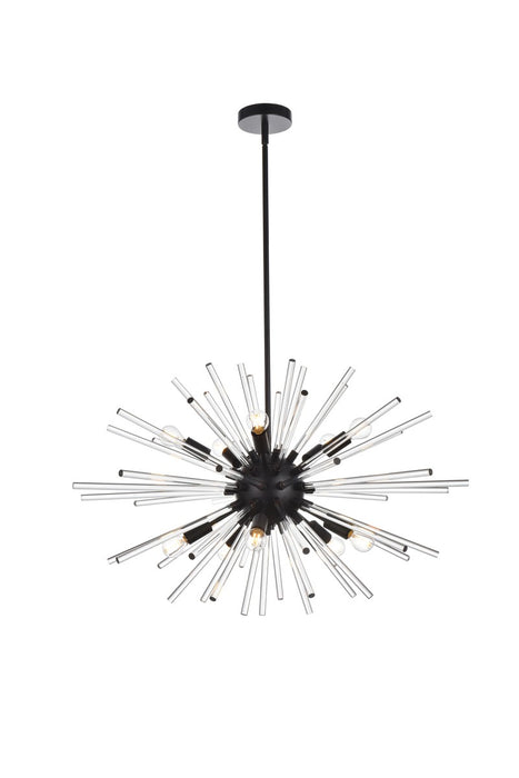 Elegant Lighting 2502D36BK Ten Light Pendant, Black