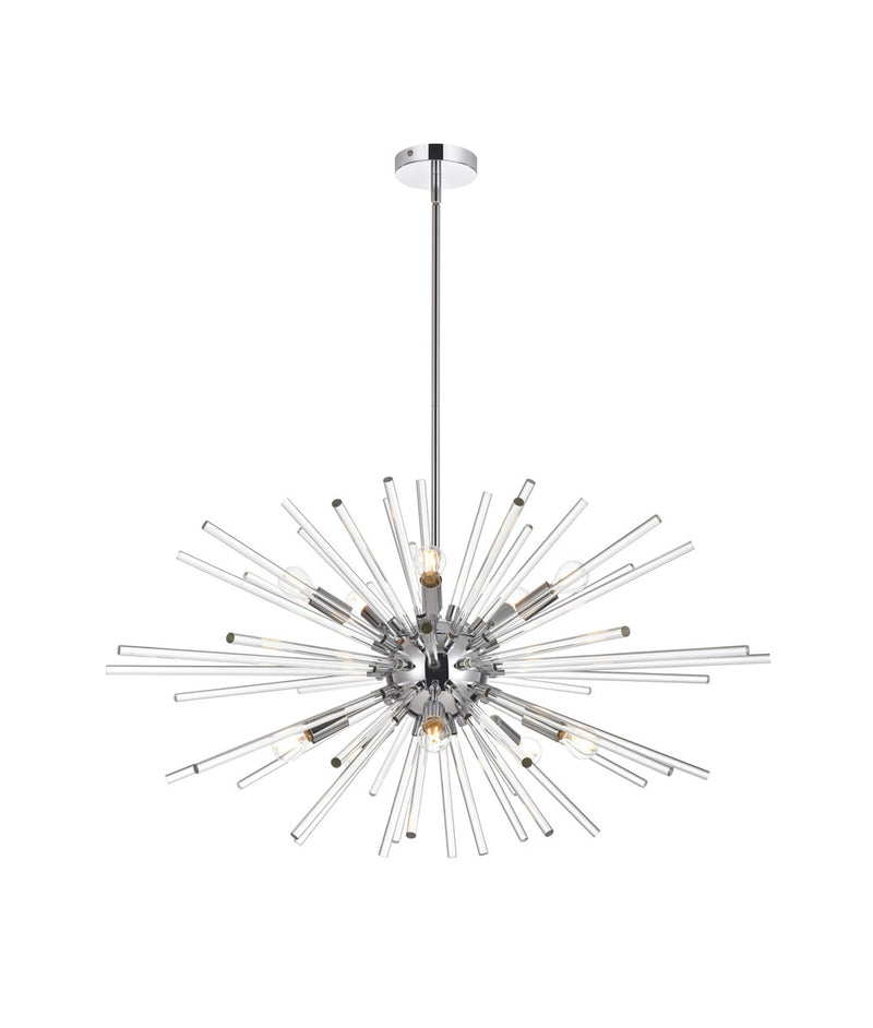 Elegant Lighting 2502D36C Ten Light Pendant, Chrome