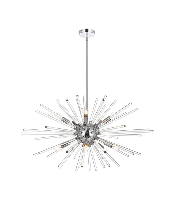 Elegant Lighting 2502D36C Ten Light Pendant, Chrome
