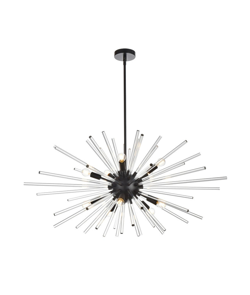 Elegant Lighting 2502D42BK Ten Light Pendant, Black