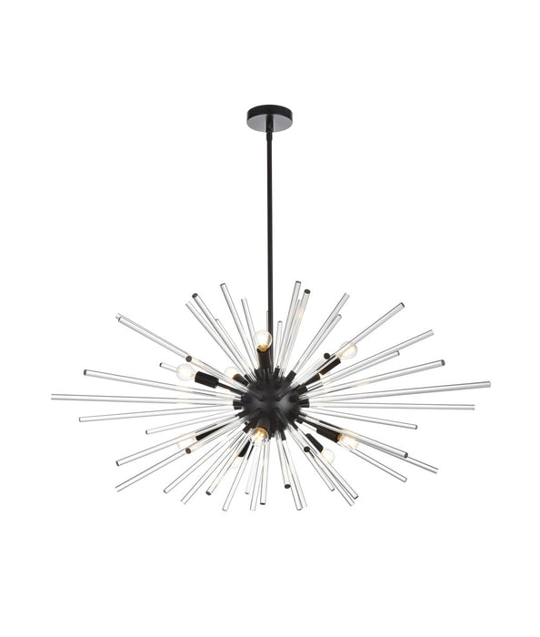 Elegant Lighting 2502D42BK Ten Light Pendant, Black
