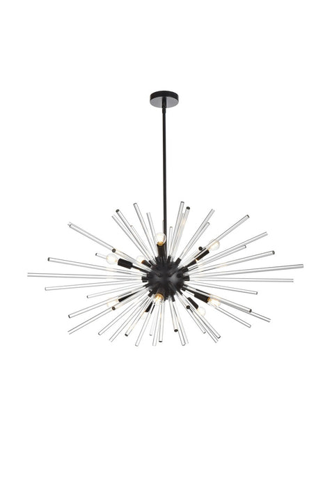 Elegant Lighting 2502D46BK Ten Light Pendant, Black