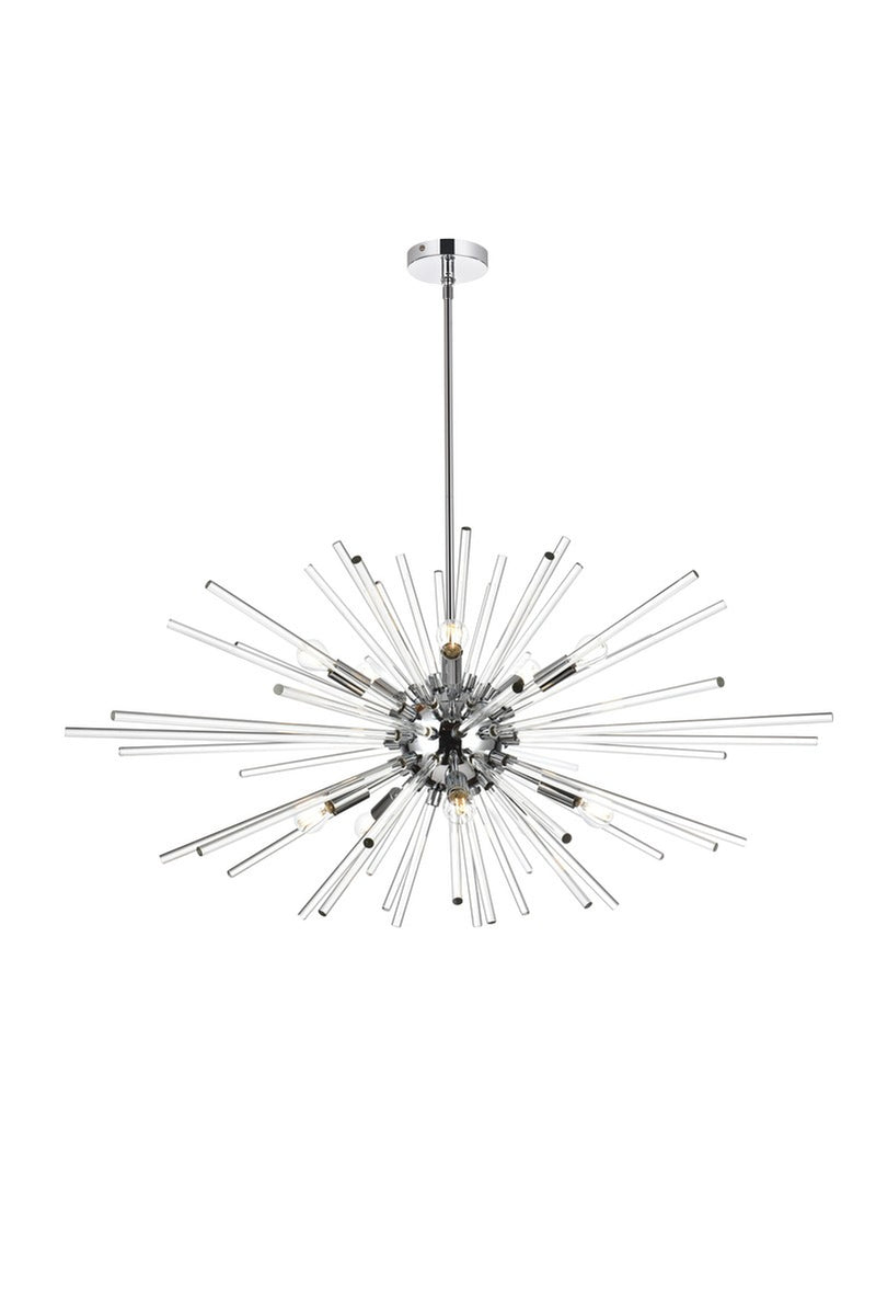 Elegant Lighting 2502D42C Ten Light Pendant, Chrome