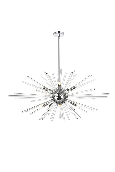 Elegant Lighting 2502D42C Ten Light Pendant, Chrome