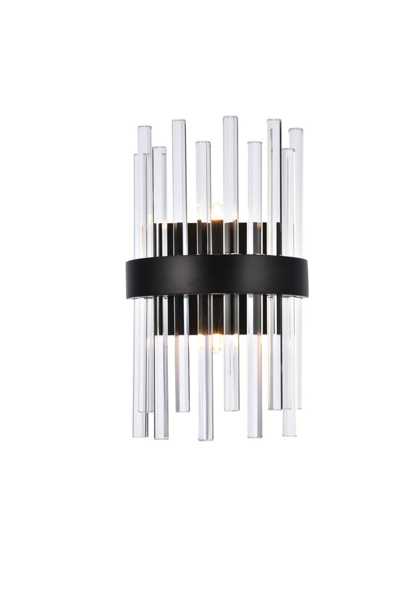 Elegant Lighting 3000W8BK Two Light Bath Sconce, Black
