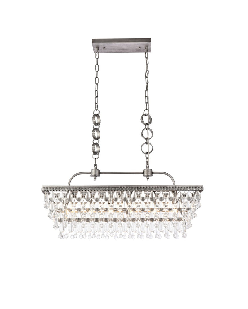 Elegant Lighting 1219G32AS Six Light Pendant, Antique Silver