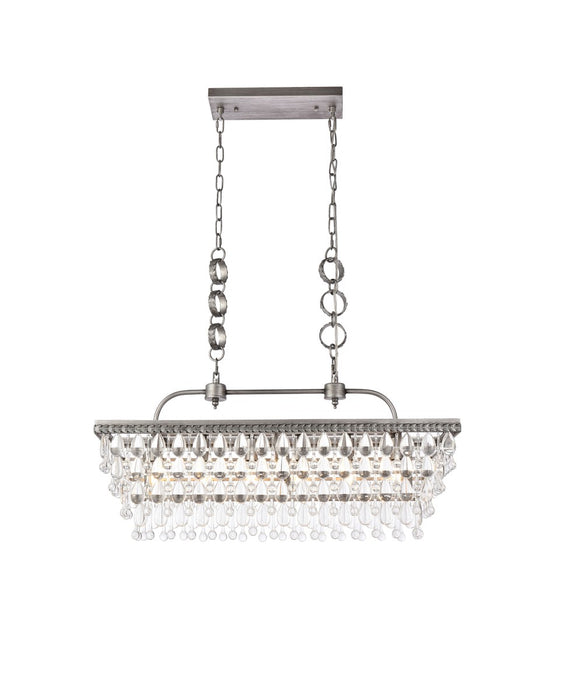 Elegant Lighting 1219G32AS Six Light Pendant, Antique Silver