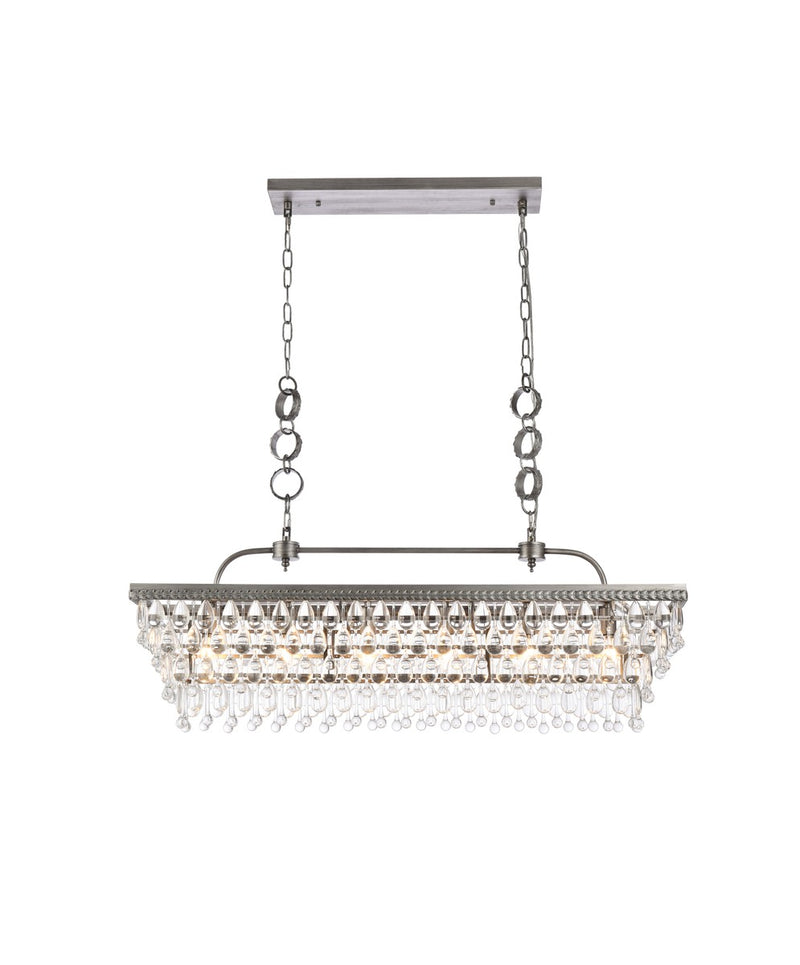 Elegant Lighting 1219G40AS Six Light Pendant, Antique Silver