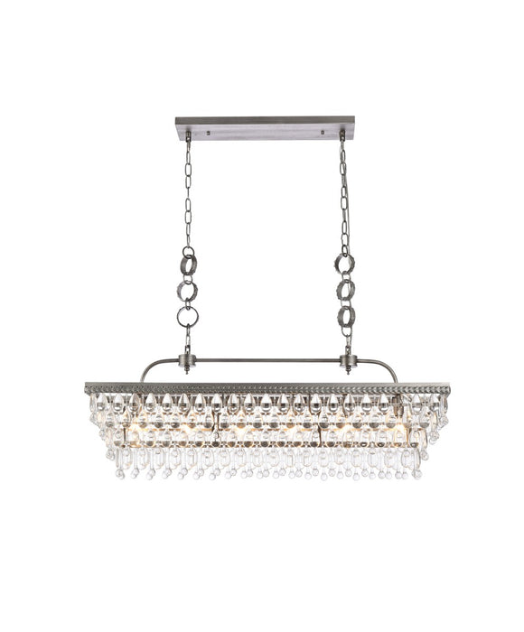 Elegant Lighting 1219G40AS Six Light Pendant, Antique Silver