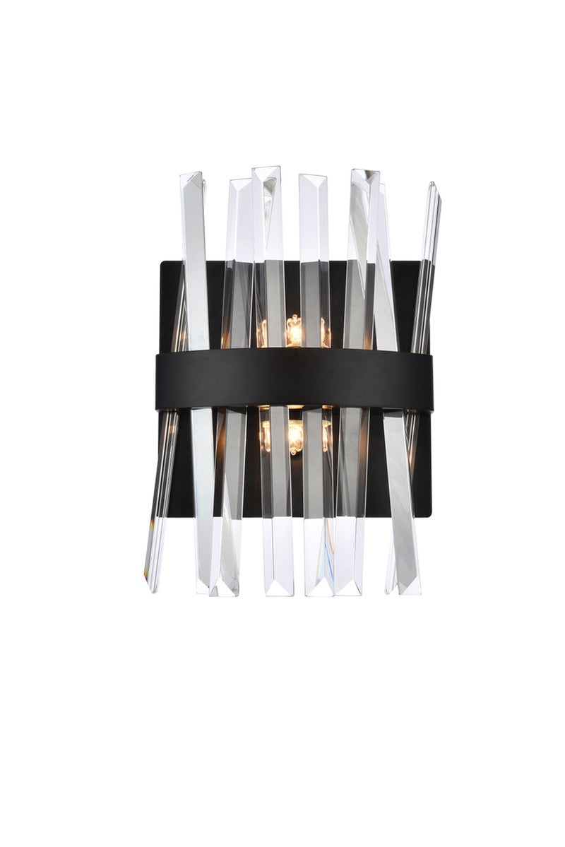 Elegant Lighting 6200W8BK Two Light Bath Sconce, Black