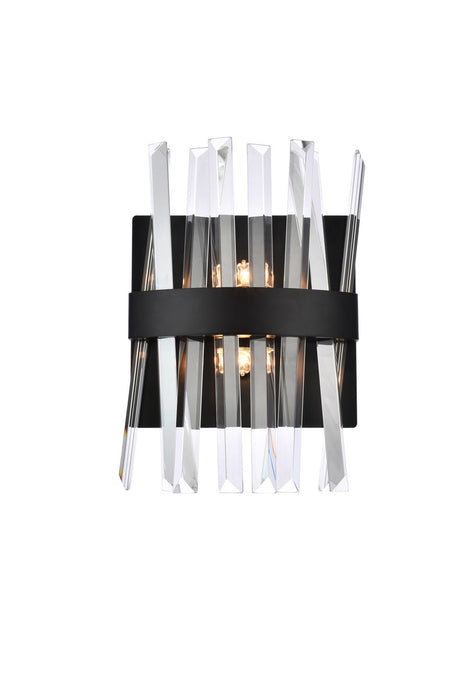 Elegant Lighting 6200W8BK Two Light Bath Sconce, Black