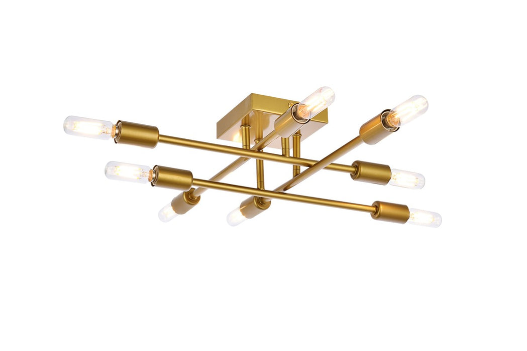 Elegant Lighting LD2351BR Eight Light Flush Mount, Brass