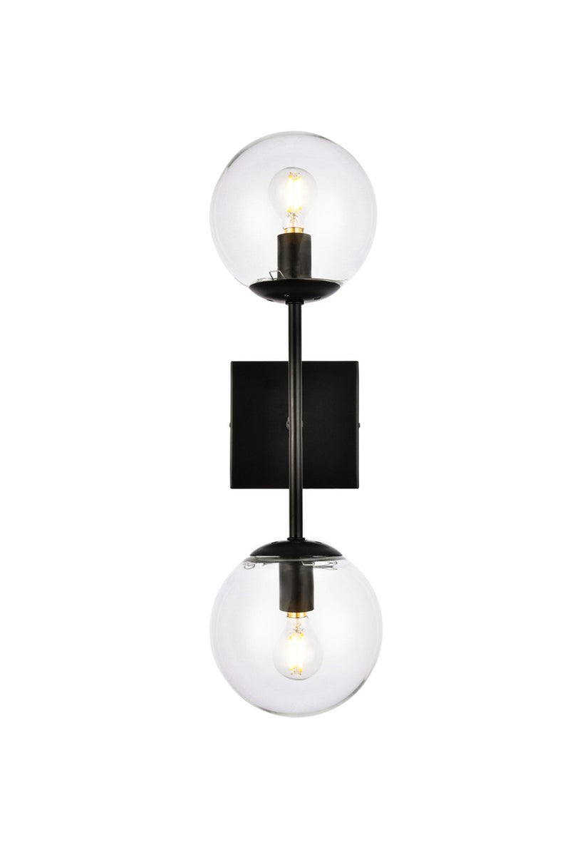 Elegant Lighting LD2357BK Two Light Wall Sconce, Black