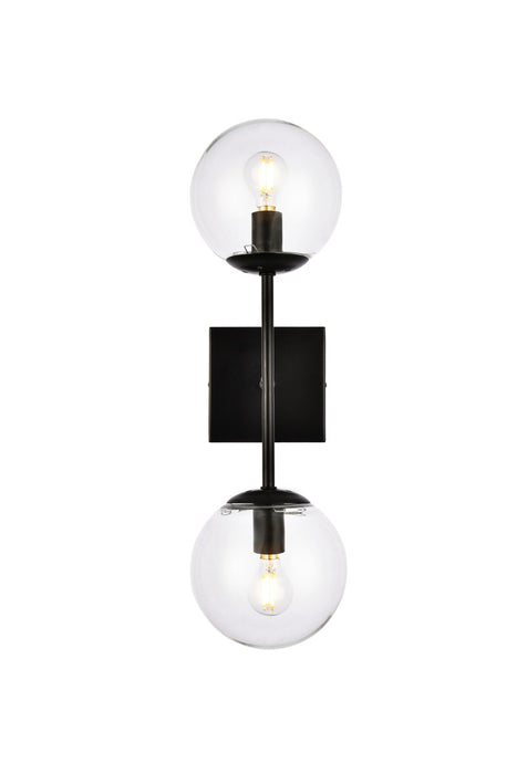 Elegant Lighting LD2357BK Two Light Wall Sconce, Black