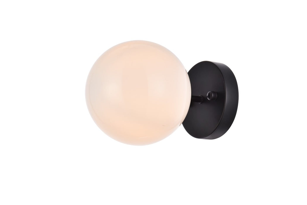Elegant Lighting LD2451BK One Light Flush Mount, Black And Frosted White