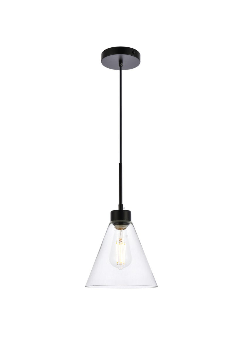Elegant Lighting LD2501BK One Light Pendant, Black