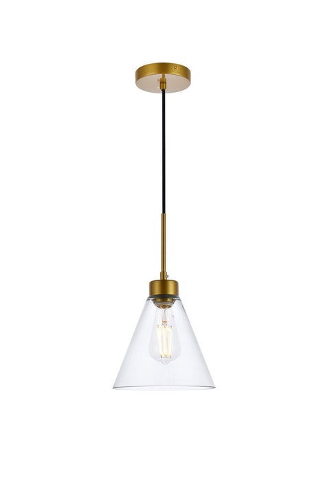 Elegant Lighting LD2501BR One Light Pendant, Brass