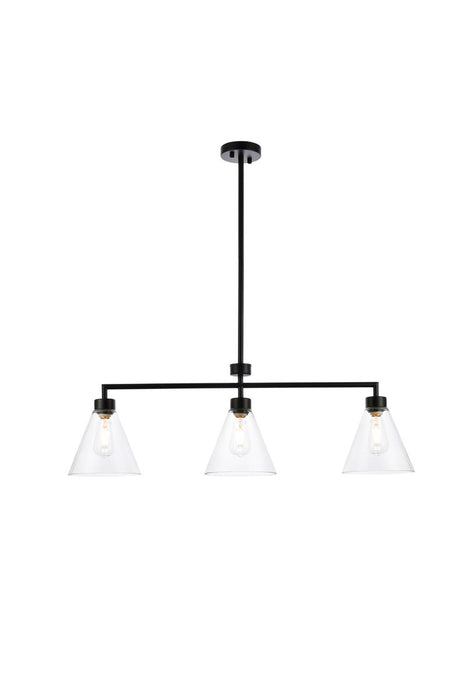 Elegant Lighting LD2502BK Three Light Pendant, Black