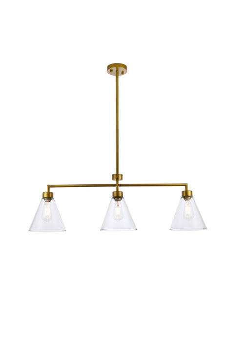 Elegant Lighting LD2502BR Three Light Pendant, Brass