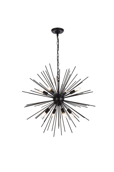 Elegant Lighting LD5051D30BK Eight Light Pendant, Black
